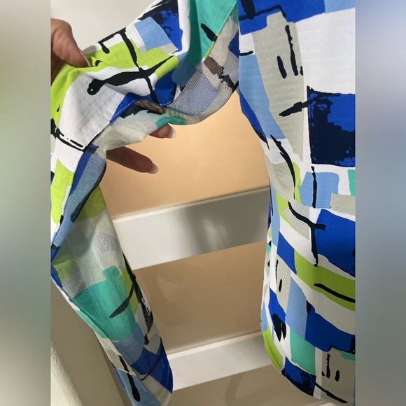 🍂❣️ IBKUL COLLAR - MONDRIAN BLUE long sleeve SZ Small EUC - Picture 5 of 8